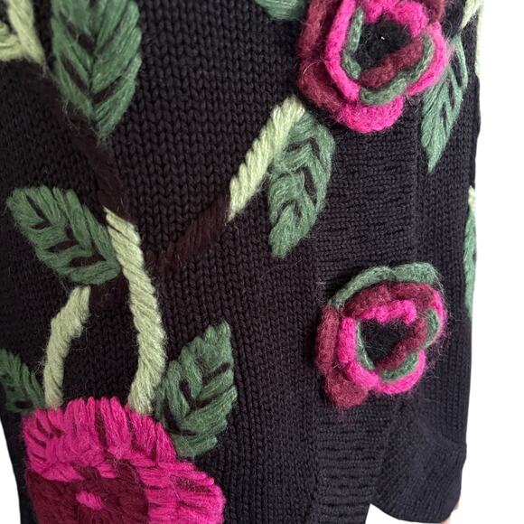 Kenzo Défilé Embroidered Floral Cardigan EU Chic Dark Feminine Whimsigoth knit - Picture 4 of 12